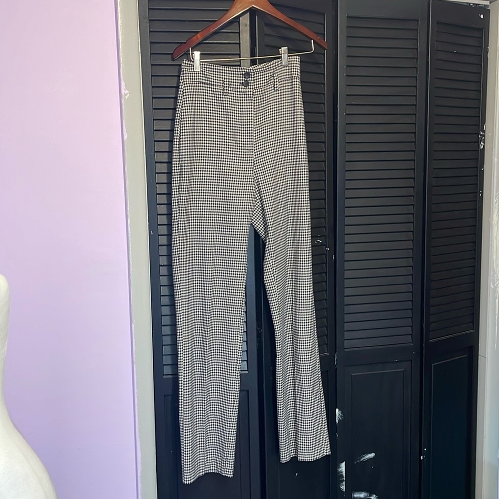 Mango gingham print high waist pants